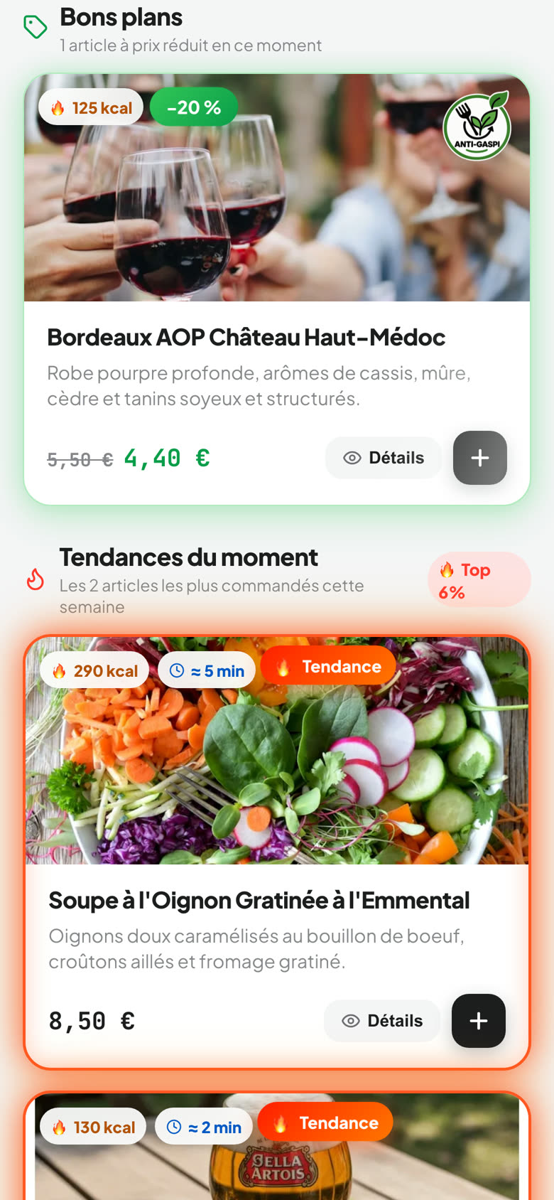 The guest menu on a phone: photos, estimated wait, offers
